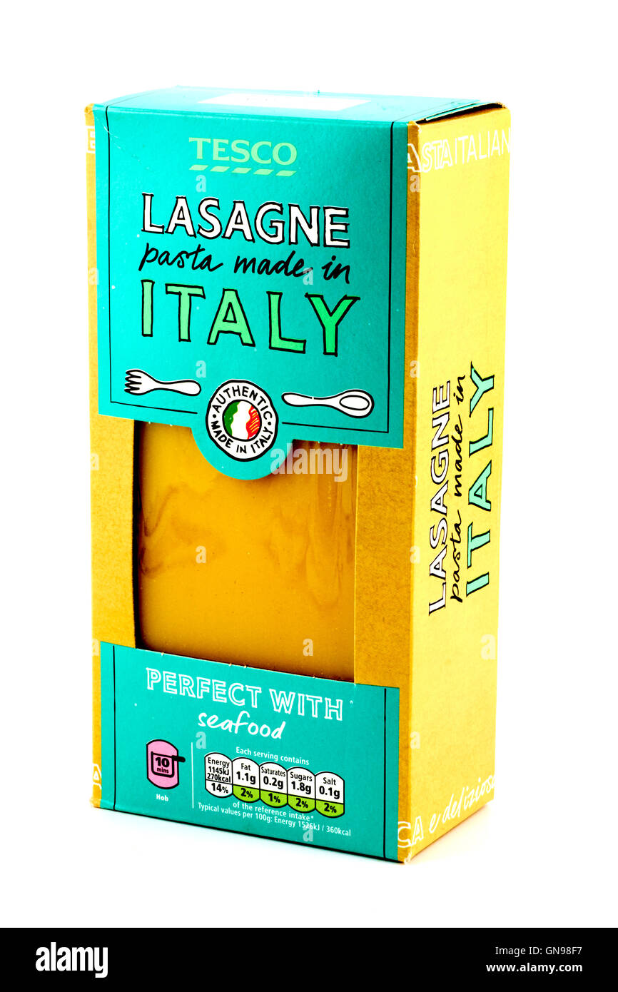 Tesco Lasagne Lasagna Pasta Made In Italy Stock Photo Alamy