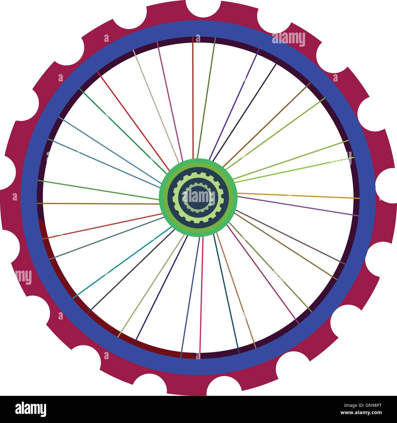 Bicycle wheel isolated on white, vector bike wheels Stock Vector Image