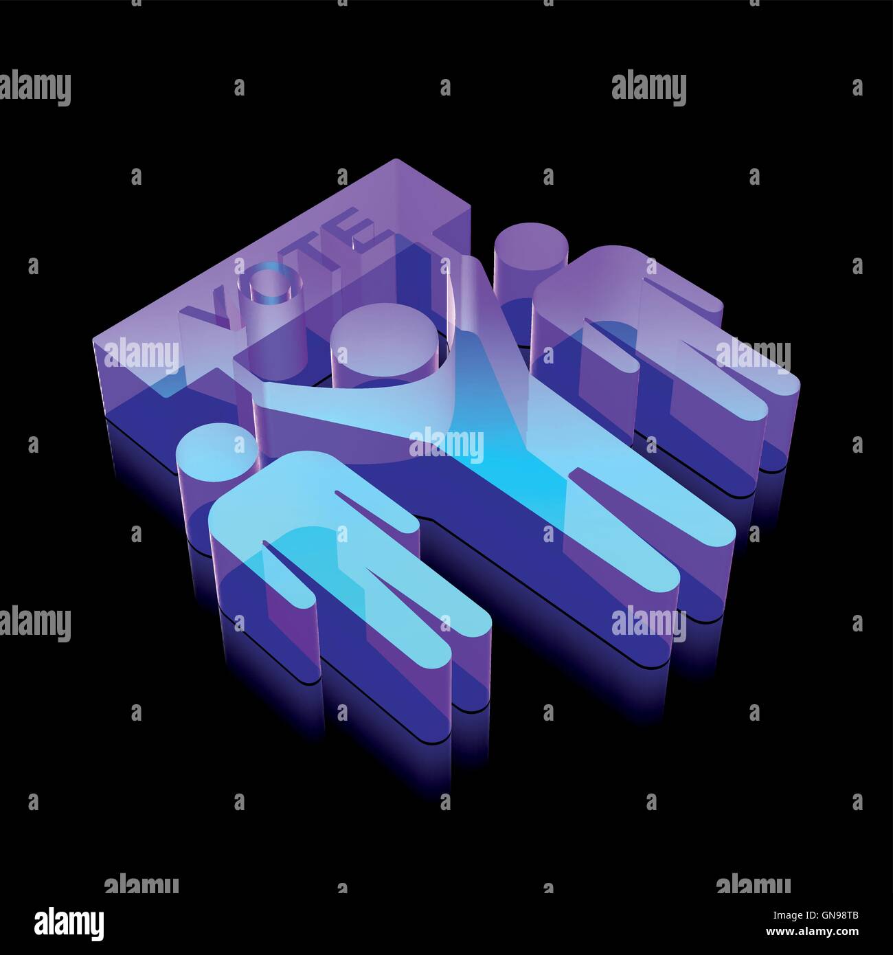 Political icon: 3d neon glowing Election Campaign made of glass, vector illustration. Stock Vector