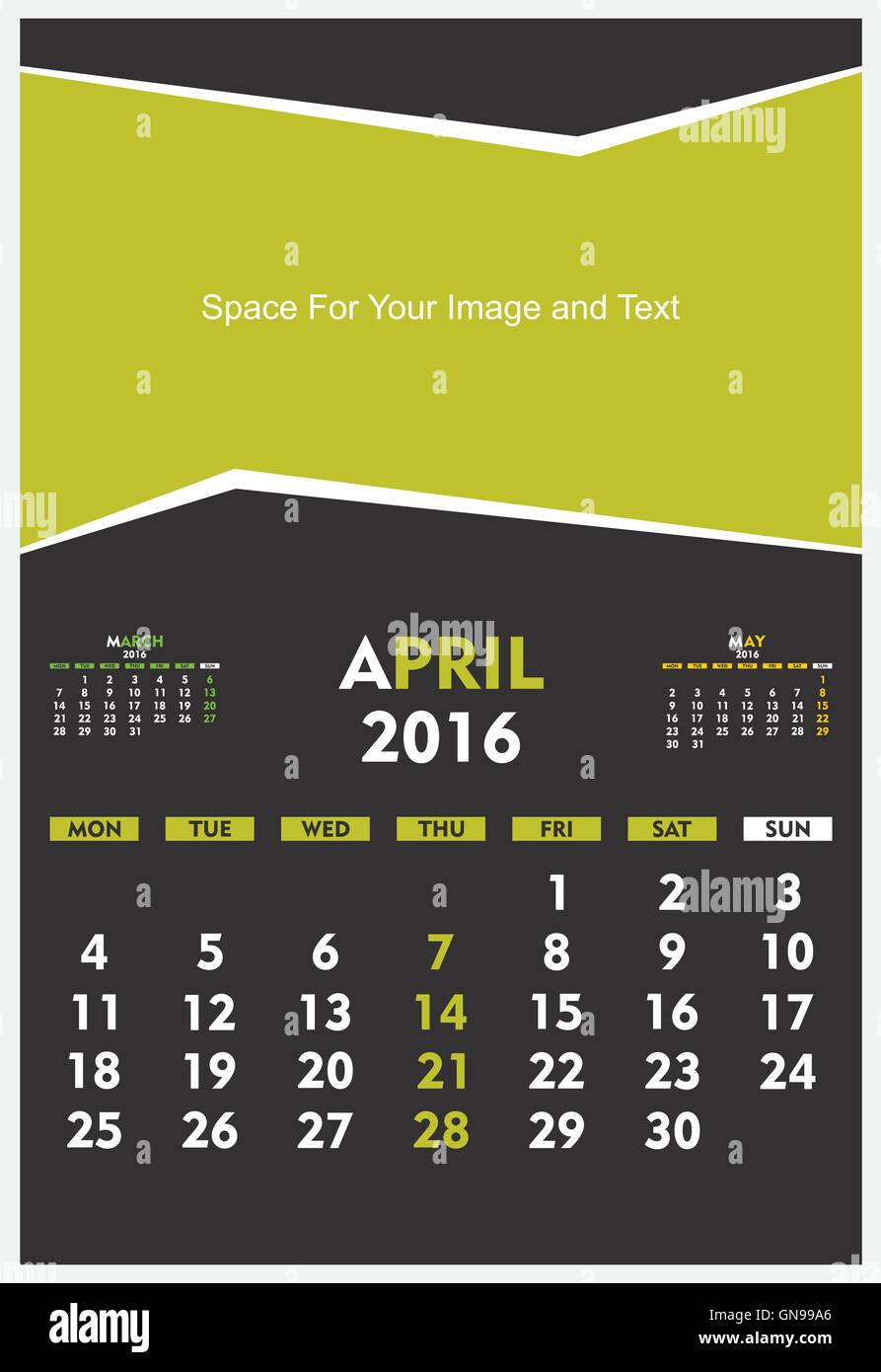 new year calendar April 2016 design Stock Vector Image & Art Alamy