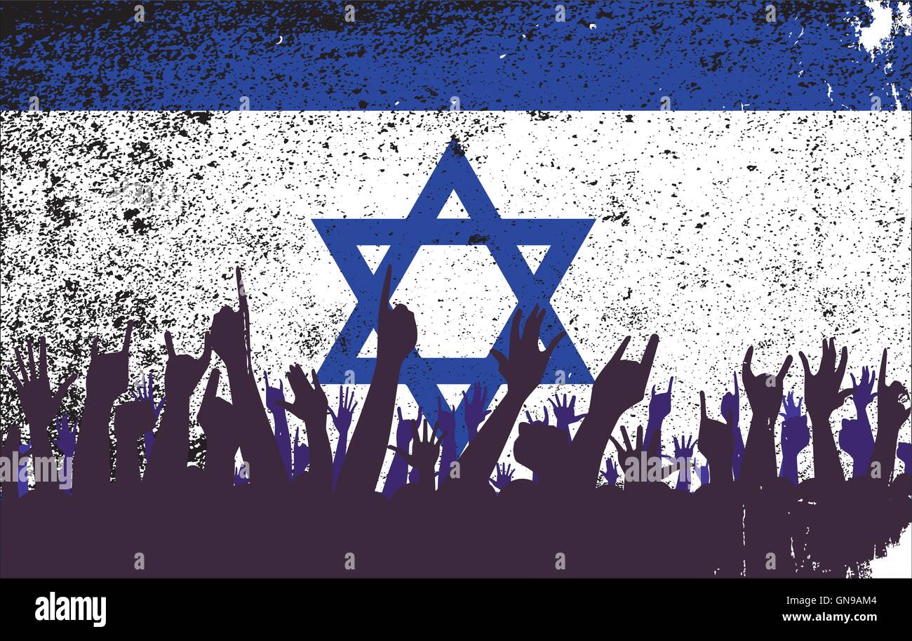 Israel Flag with Audience Stock Vector