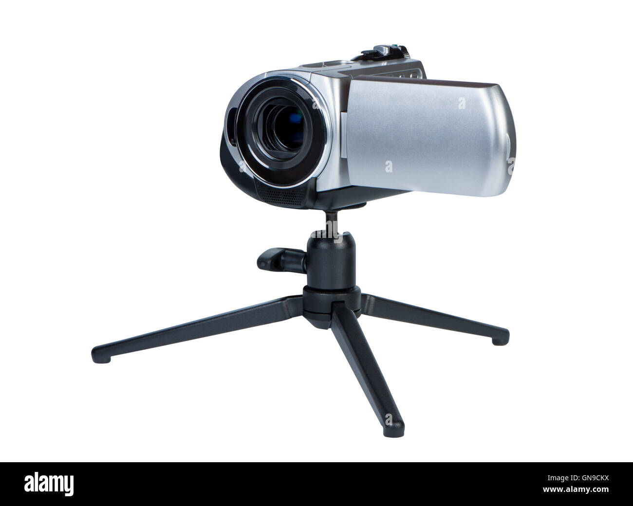 Camcorder on a small tripod Stock Photo Alamy