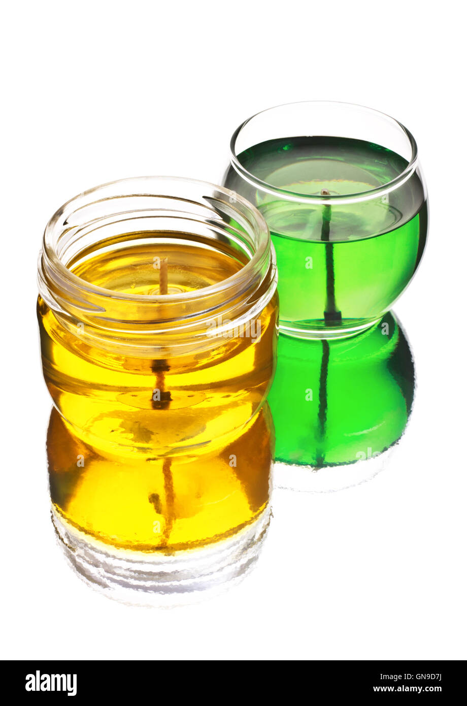 green and yellow gel candles Stock Photo Alamy