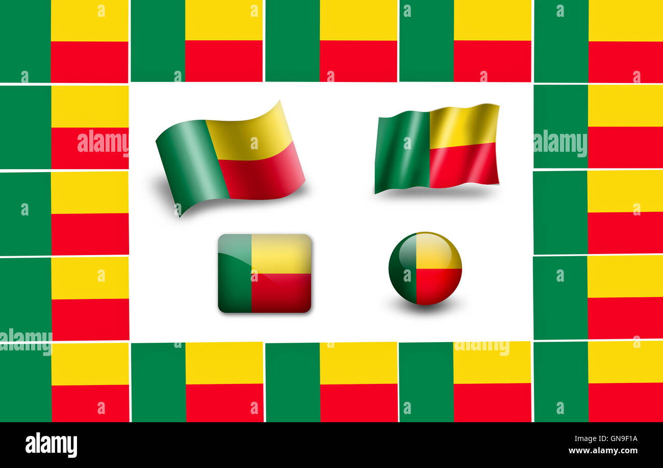 flag of Benin. icon set Stock Photo