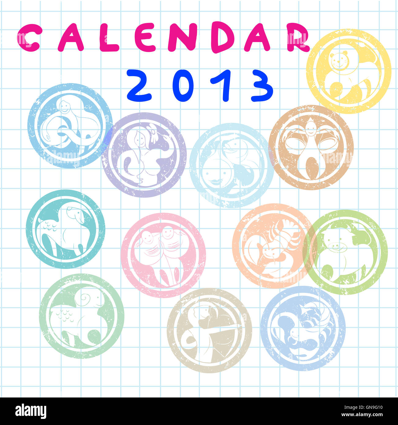 2013 zodiac calendar cover Stock Photo Alamy