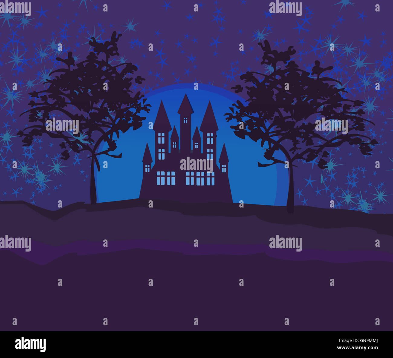 grungy Halloween background with haunted house Stock Photo - Alamy