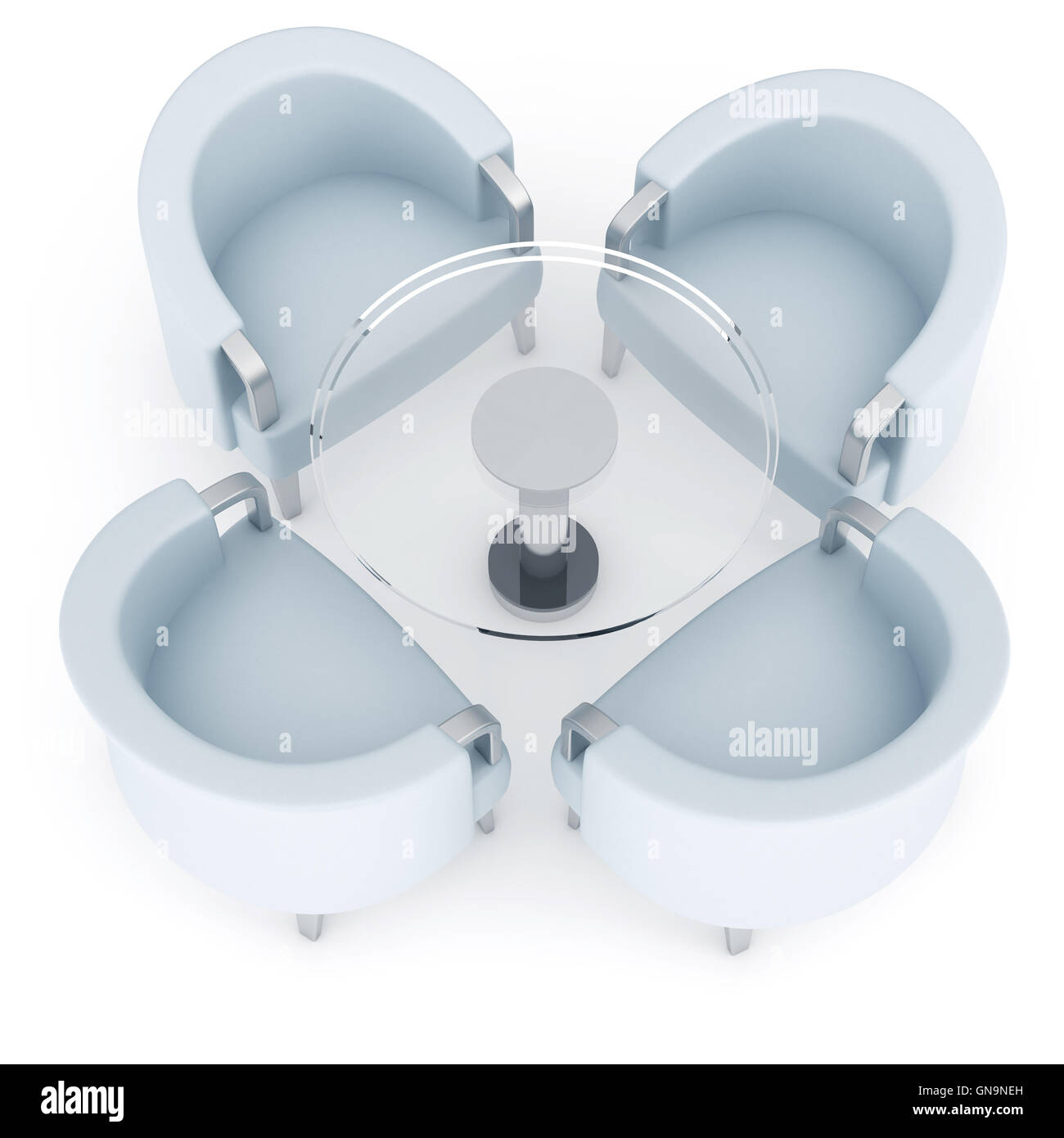 Four armchairs and round coffee table Stock Photo - Alamy