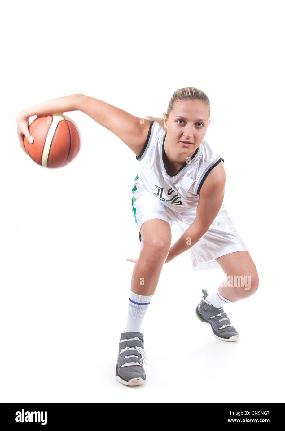 Female basketball player in action Stock Photo Alamy