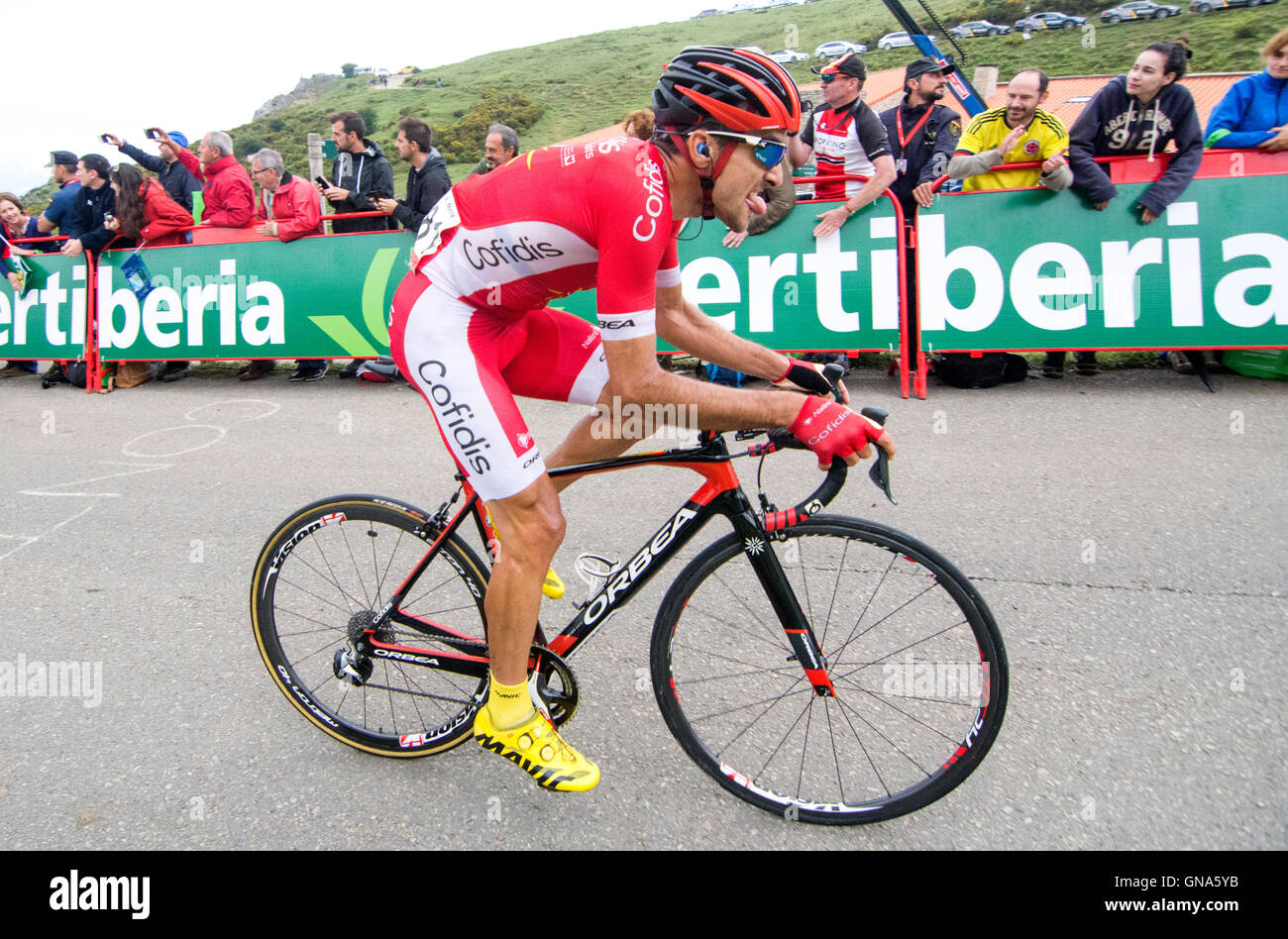 Covadonga, Spain. 29th August, 2016. Luis Angel Mate (Cofidis) finishes the  10th stage of cycling race 'La Vuelta a España' (Tour of Spain) between  Lugones and Lakes of Covadonga on August 29,