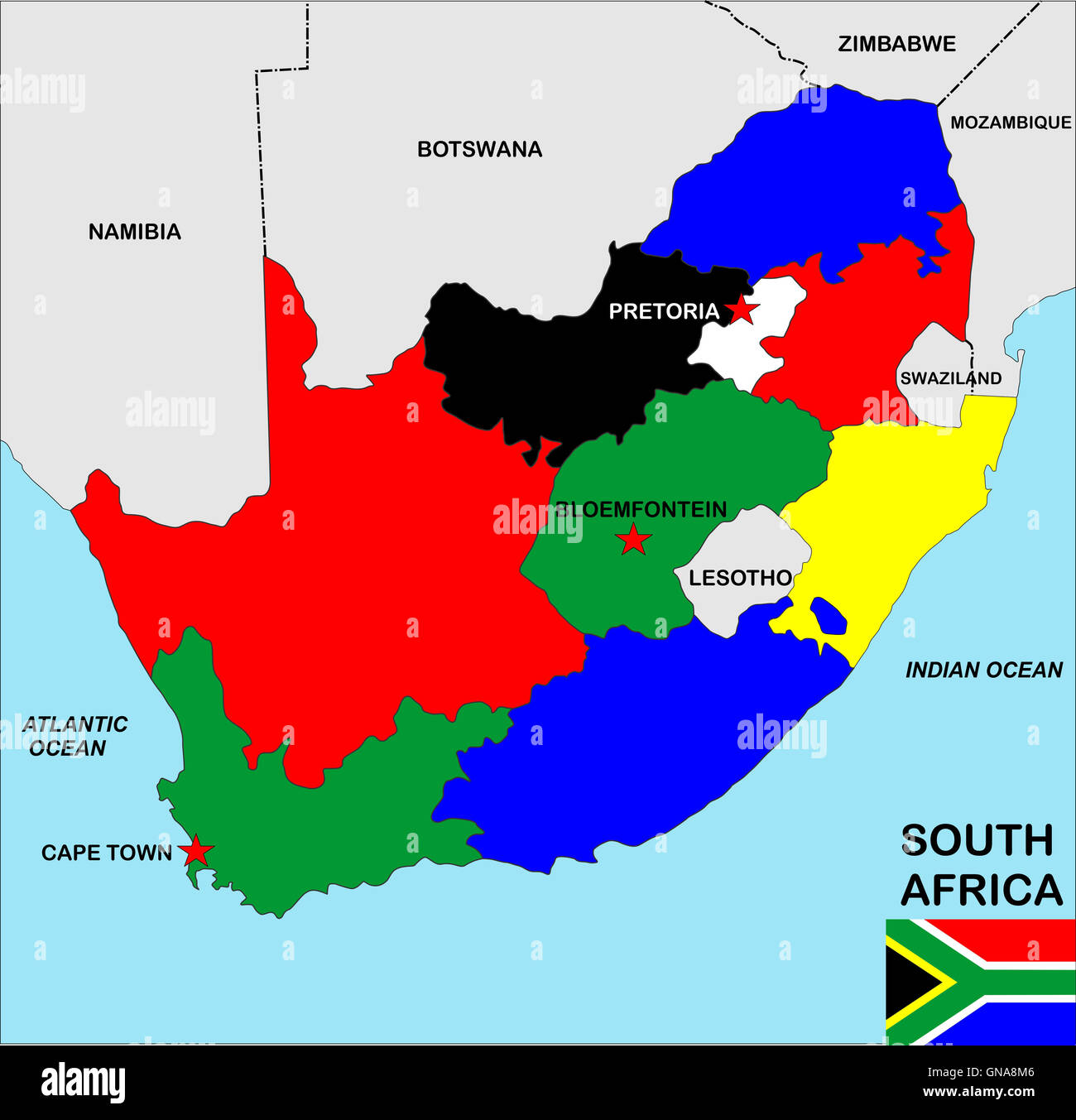South Africa On World Political Map South Africa Map Stock Photo - Alamy