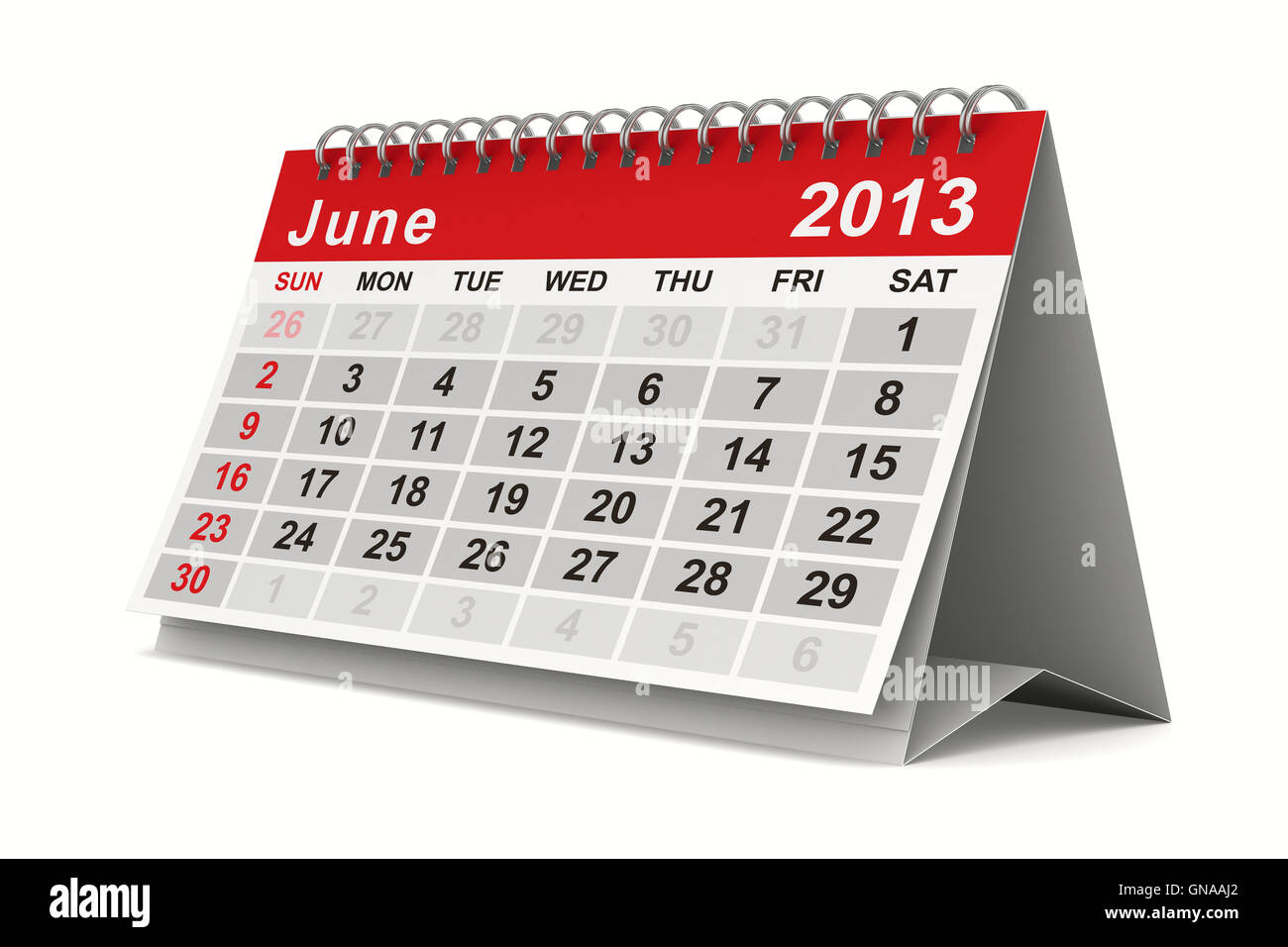2013 year calendar. June. Isolated 3D image Stock Photo - Alamy