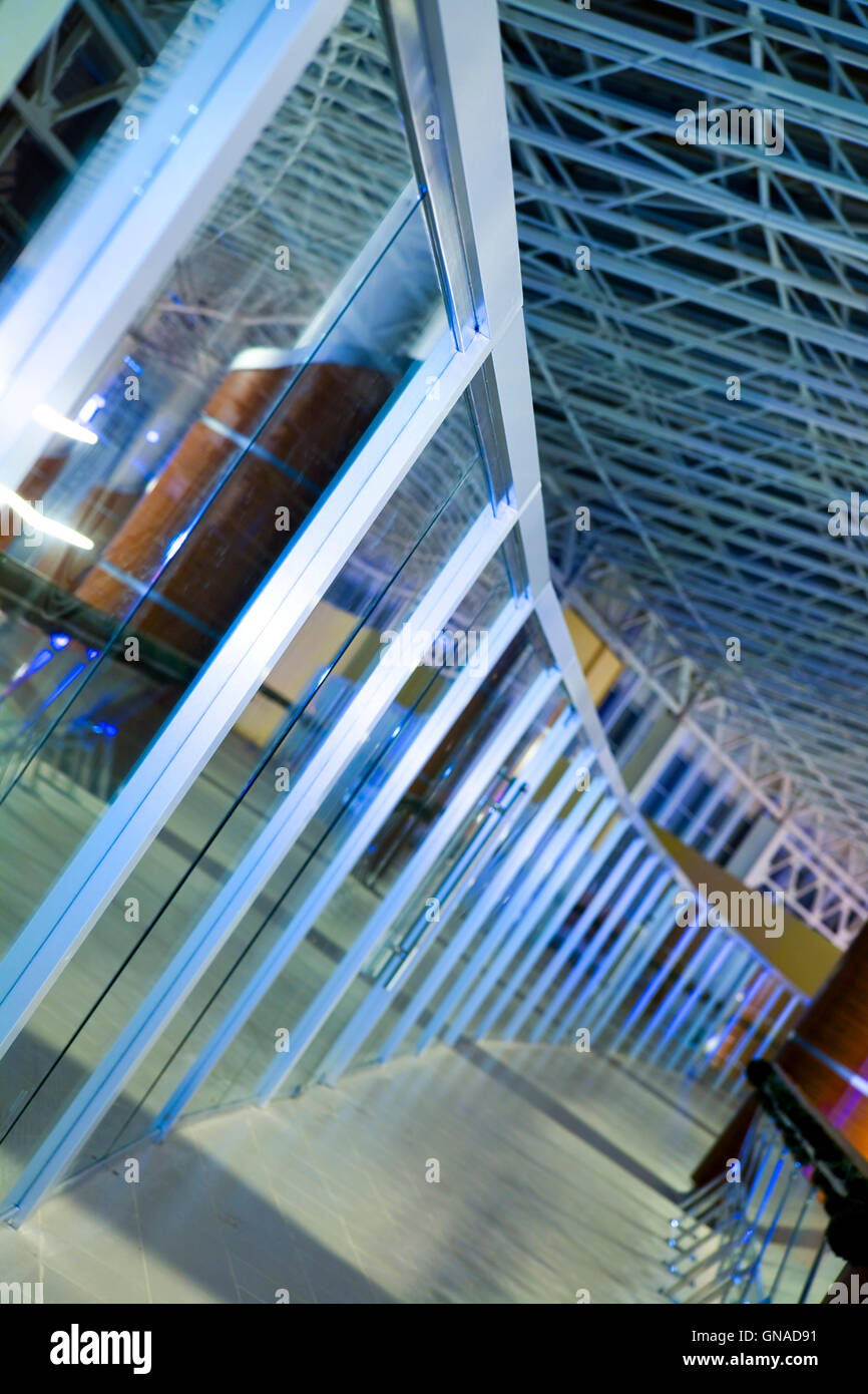 curved glass partitions in a modern building Stock Photo Alamy
