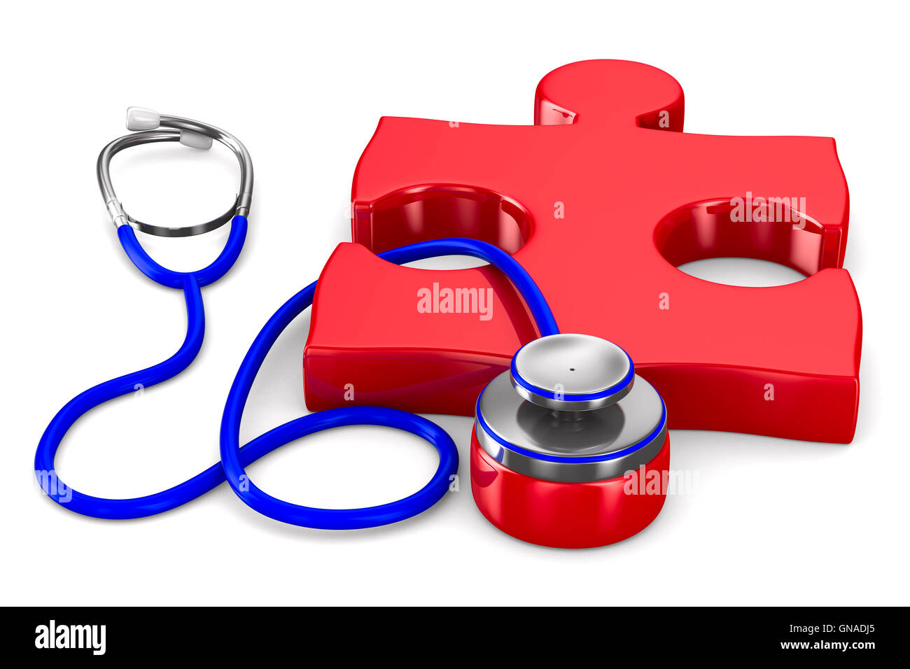 Stethoscope and puzzle on white background. Isolated 3D image Stock ...