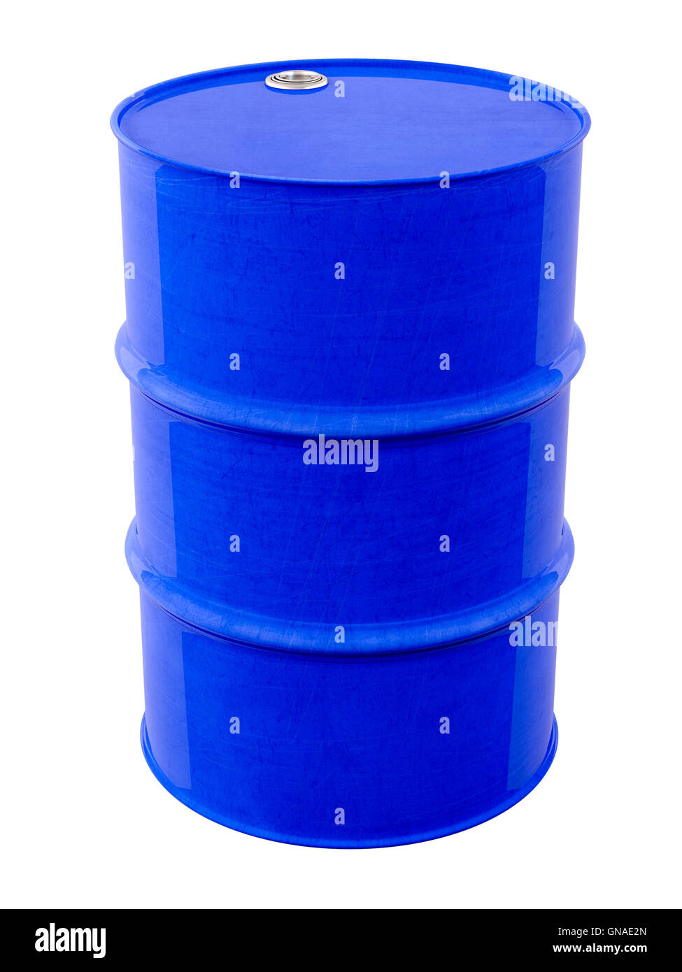 Blue metal barrel Stock Photo