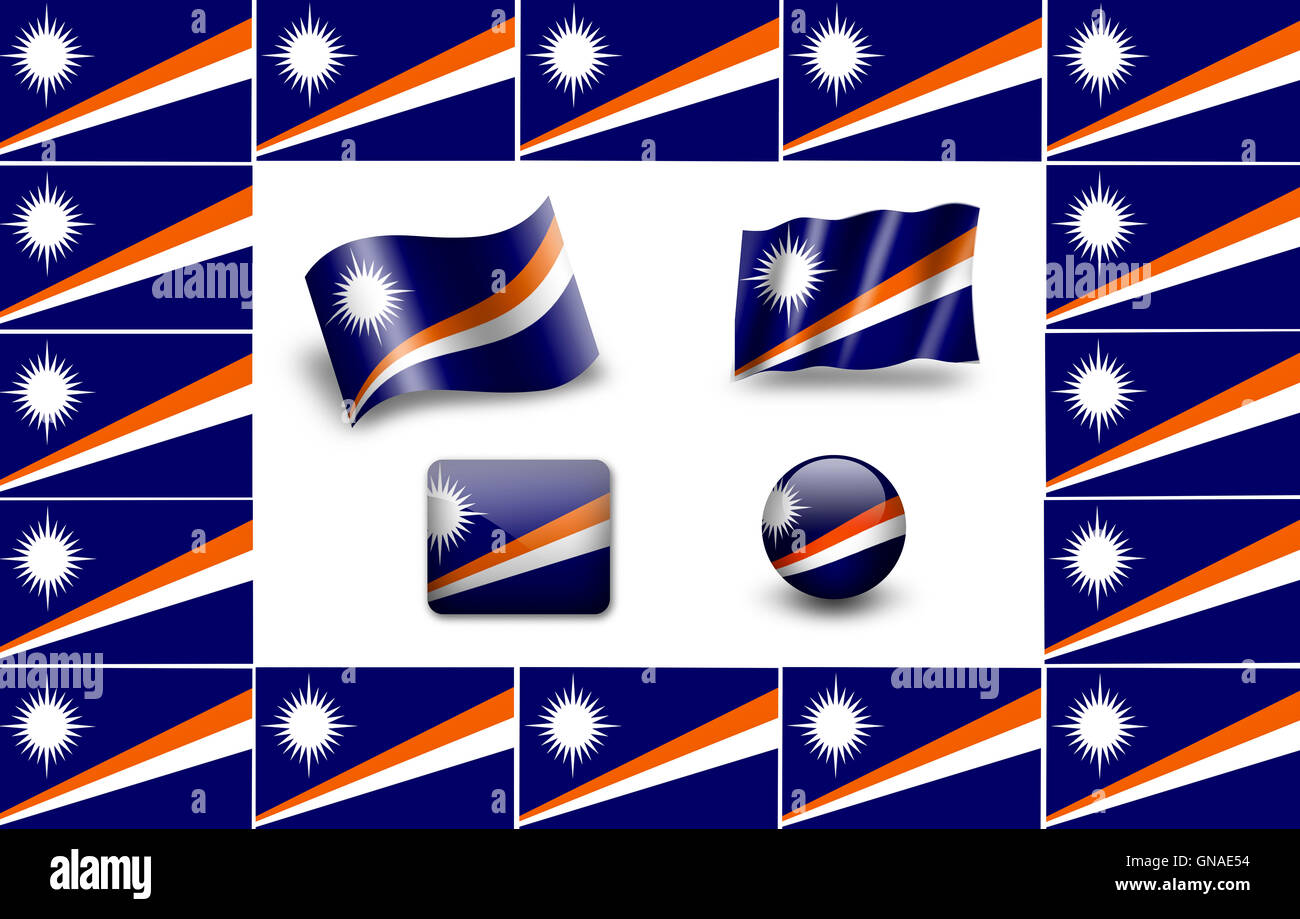 flag of Marshall Islands. icon set. flags frame Stock Photo