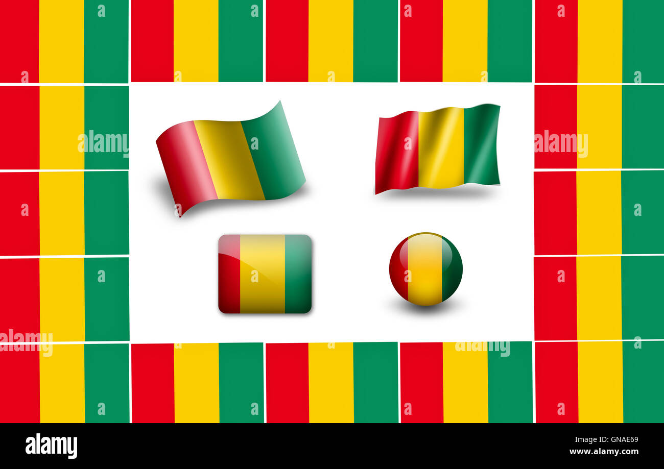 flag of Guinea. icon set Stock Photo