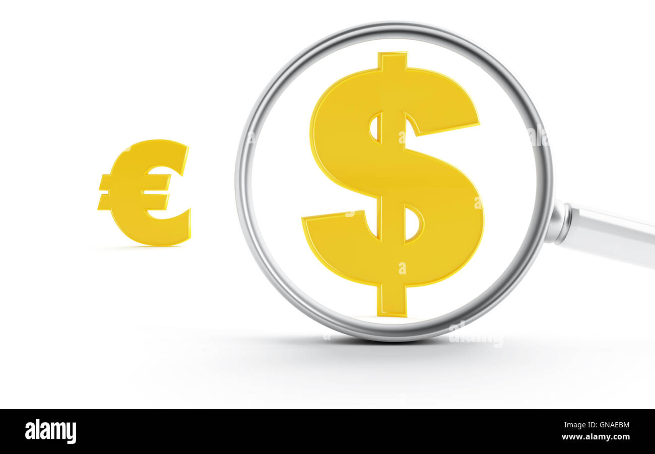 Gold symbols of dollar and euro Stock Photo