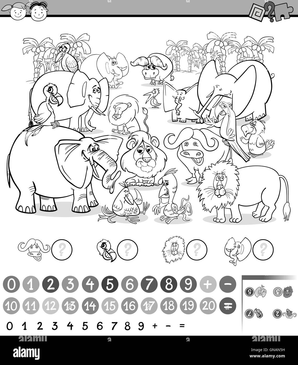 calculating game coloring page Stock Vector Image & Art - Alamy