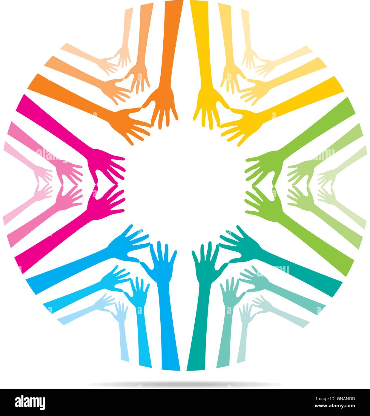 colorful helping hand community concept design vector Stock Vector
