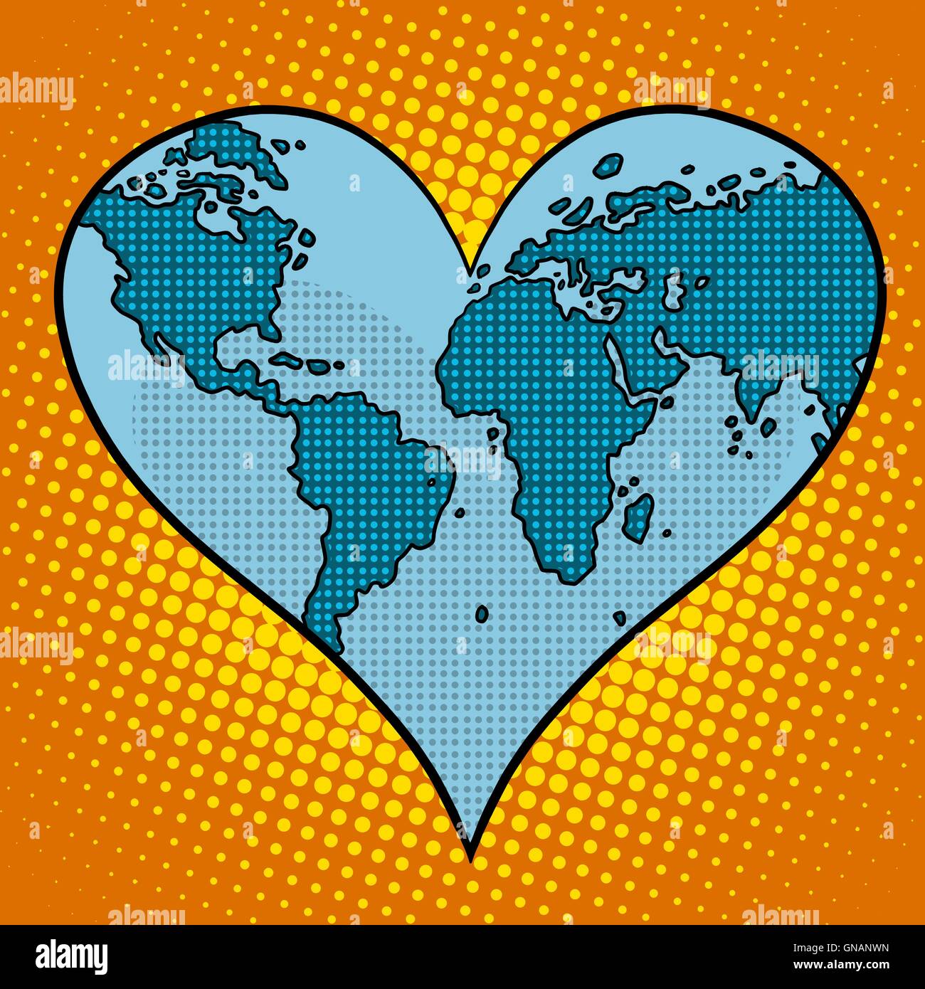 10 Earth Love Stamps Vintage Heart Shaped Planet Earth from Space