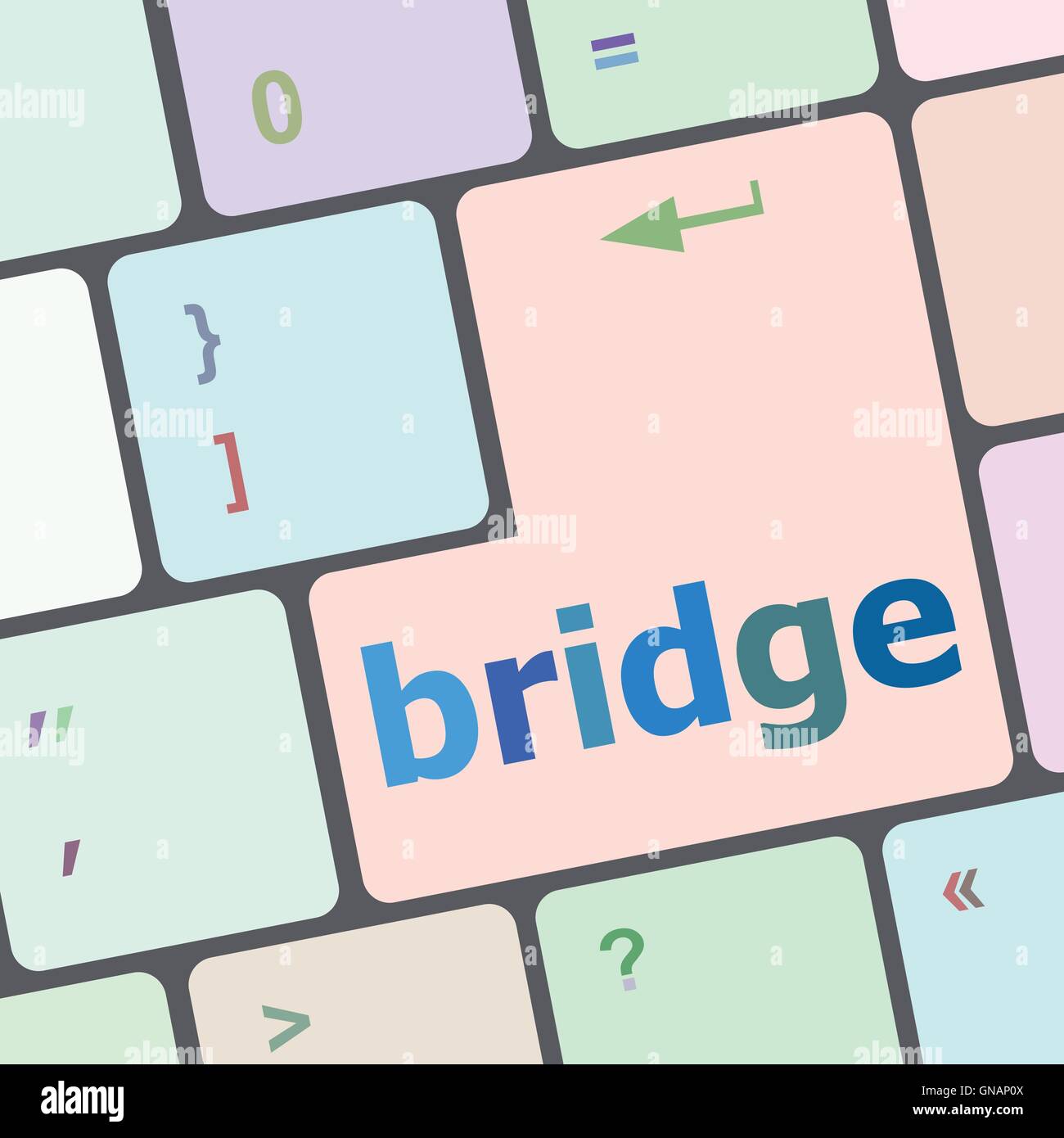 bridge word on computer keyboard key button vector illustration Stock