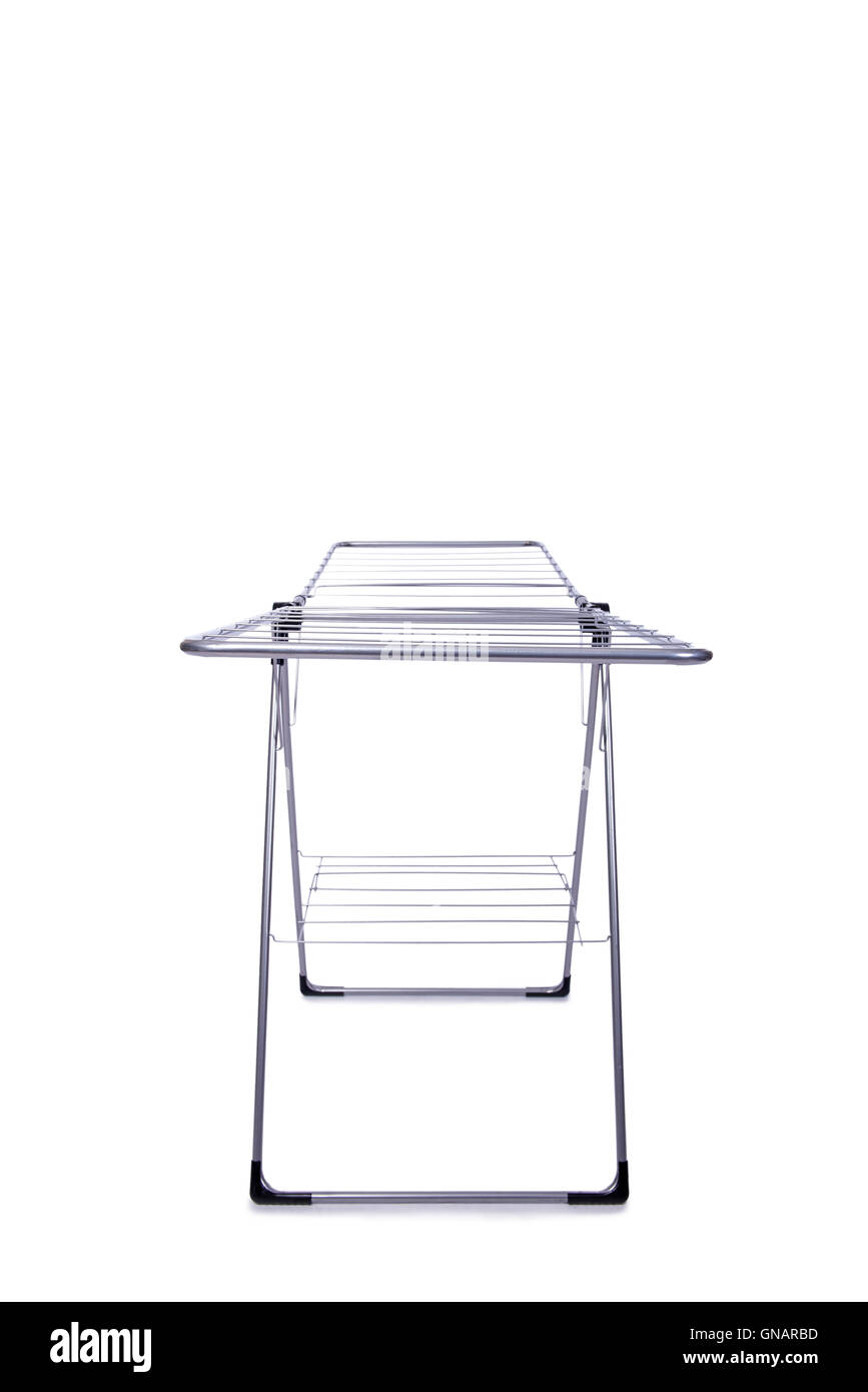 Collapsible clotheshorse isolated on the white background Stock Photo ...