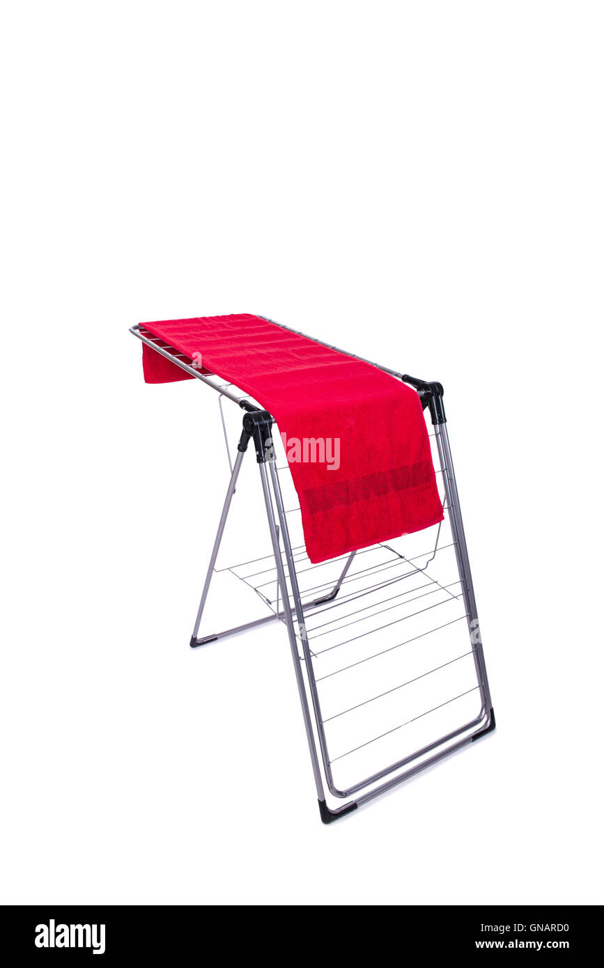 Collapsible clotheshorse isolated on the white background Stock Photo ...