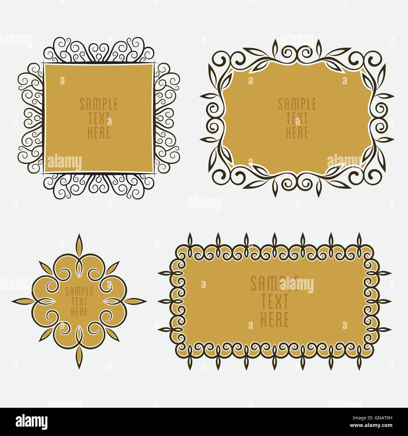 Gold stickers with vintage design labels Vector Image