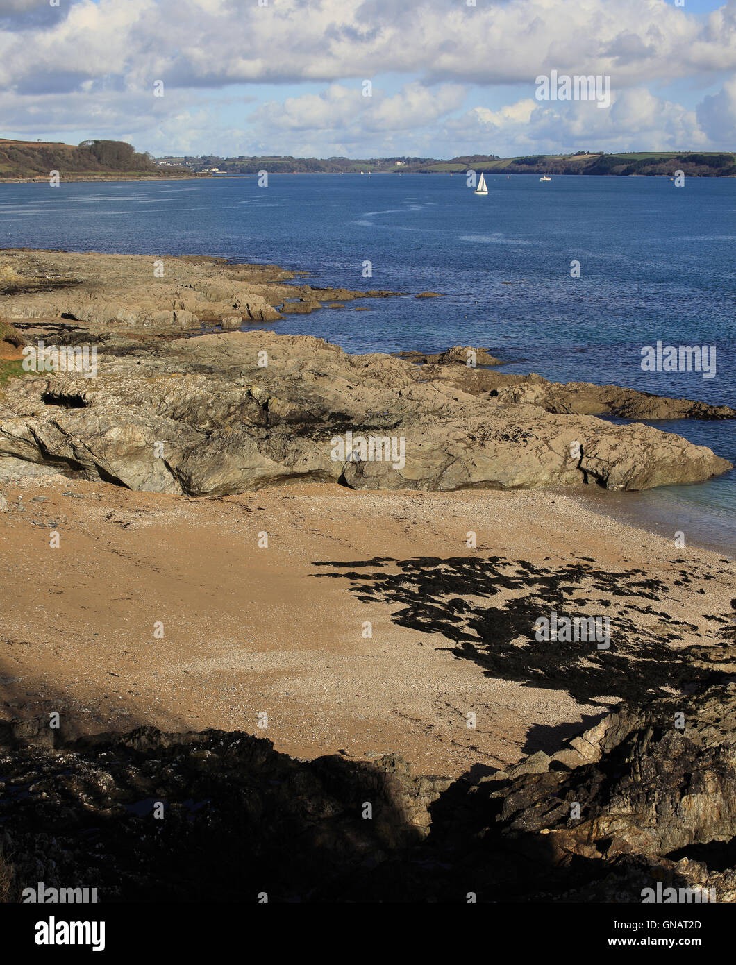 Across the Carrick Roads from Pendennis Head, Falmouth, Cornwall