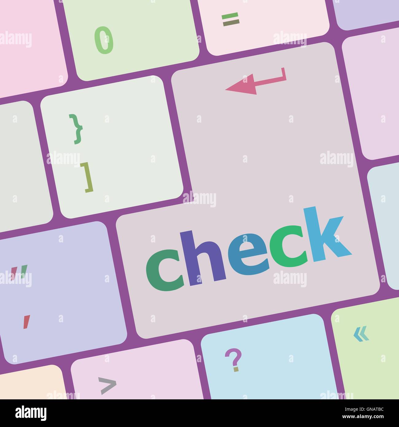check button on computer pc keyboard key vector illustration Stock