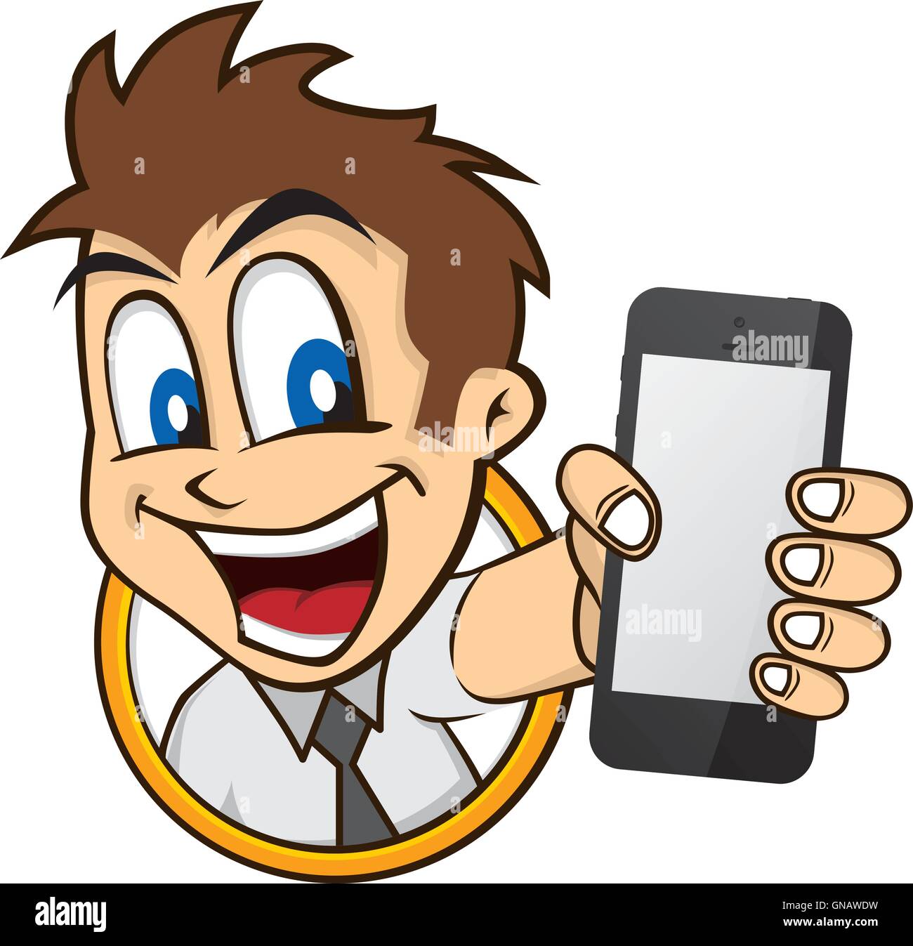 cartoon guy holding phone Stock Vector Image & Art - Alamy