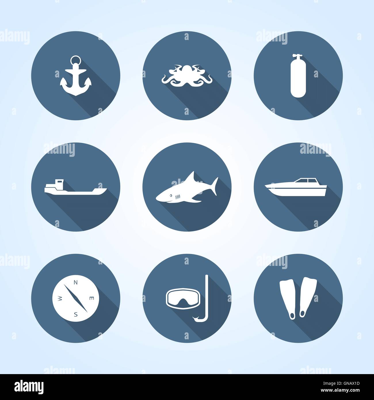 Nautical icons, vector illustration. Stock Vector