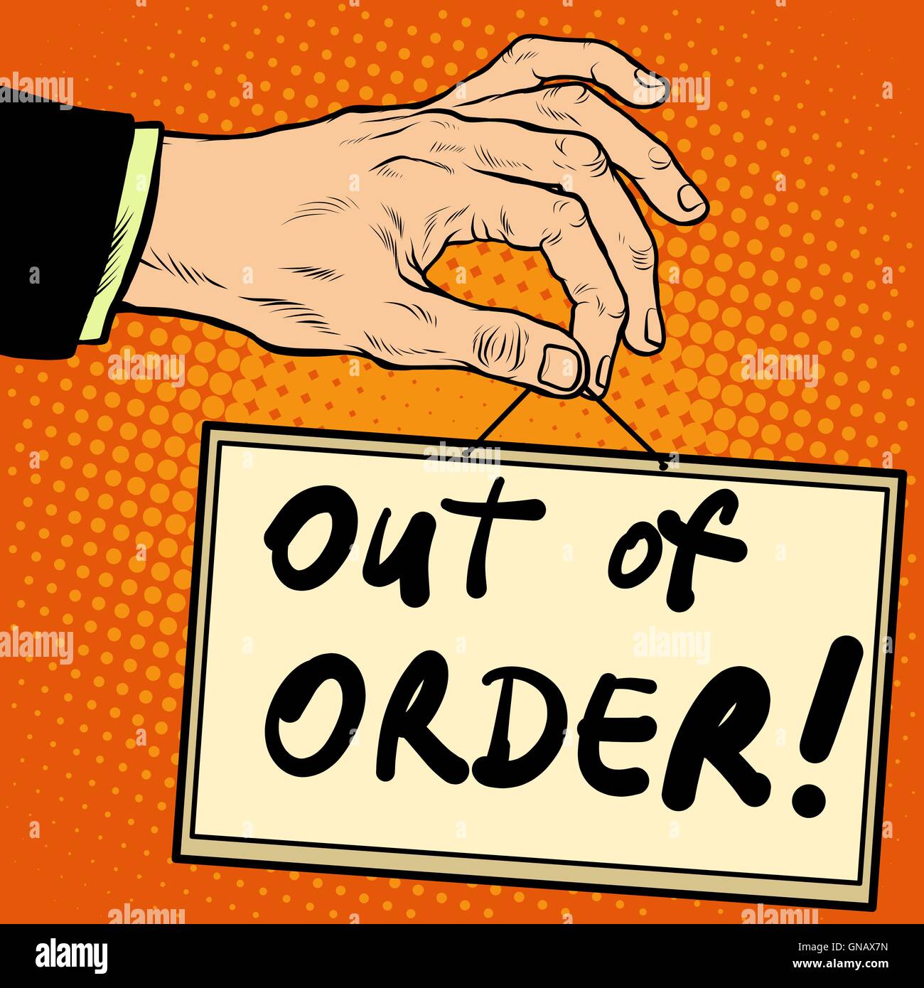 Hand holding a sign out of order Stock Vector