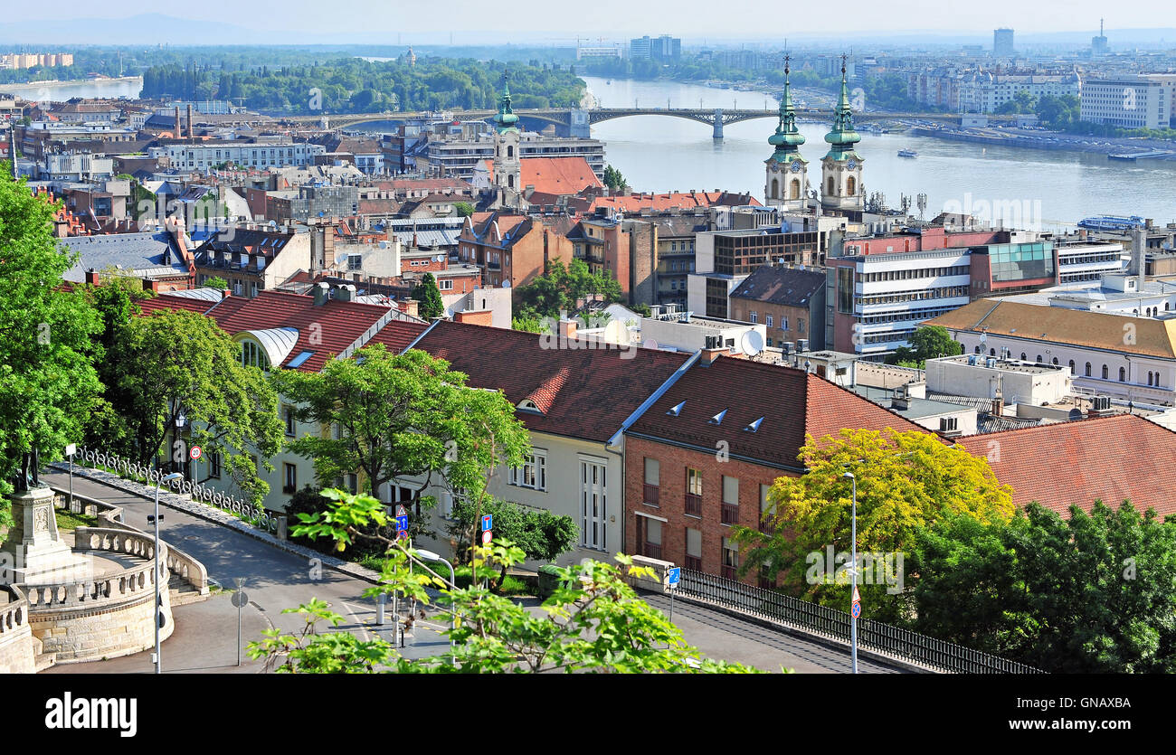 Panoramic view of Budapest old town, Hungary Stock Photo