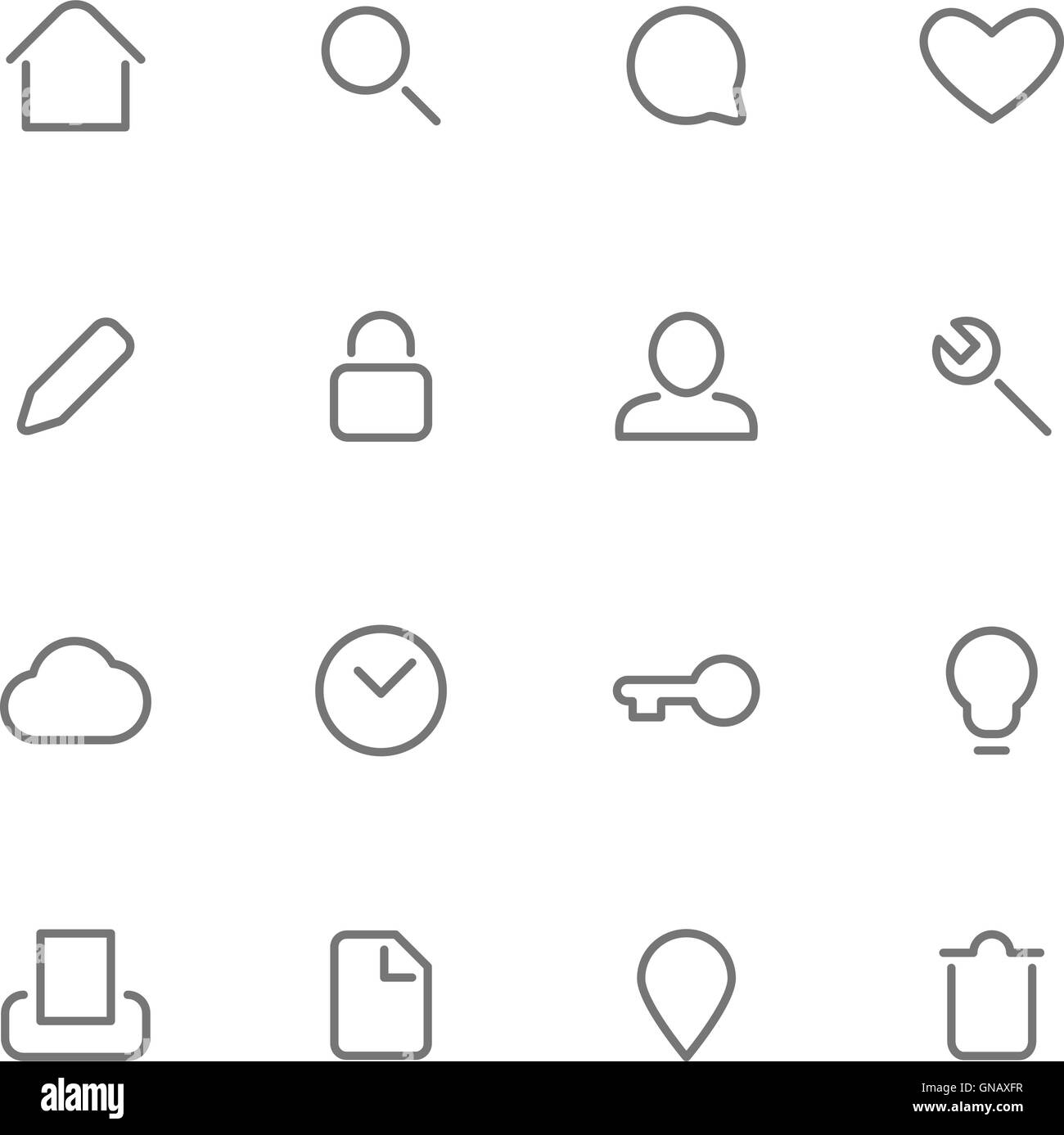 Vector icons. Set of simple signs and buttons. Stock Vector