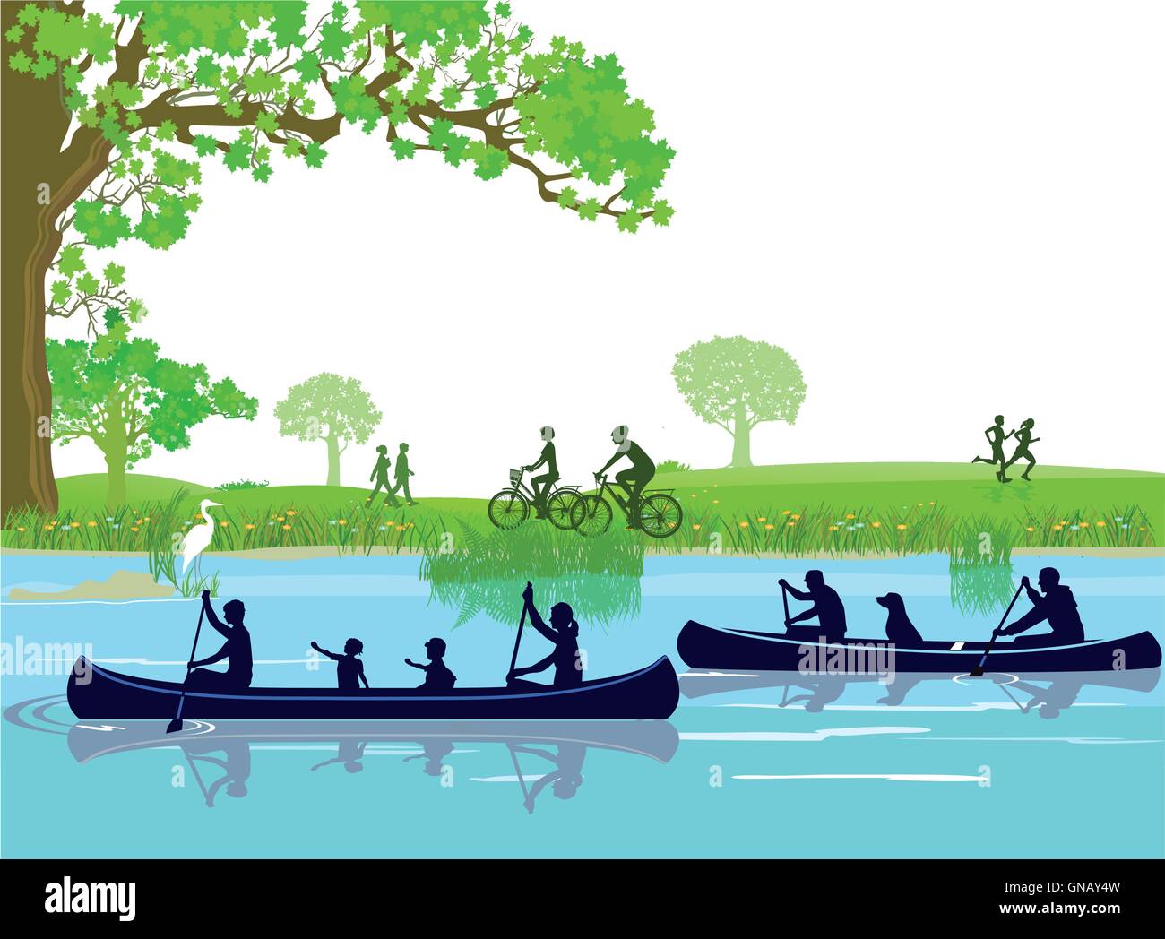 Canoeing in the leisure Stock Vector