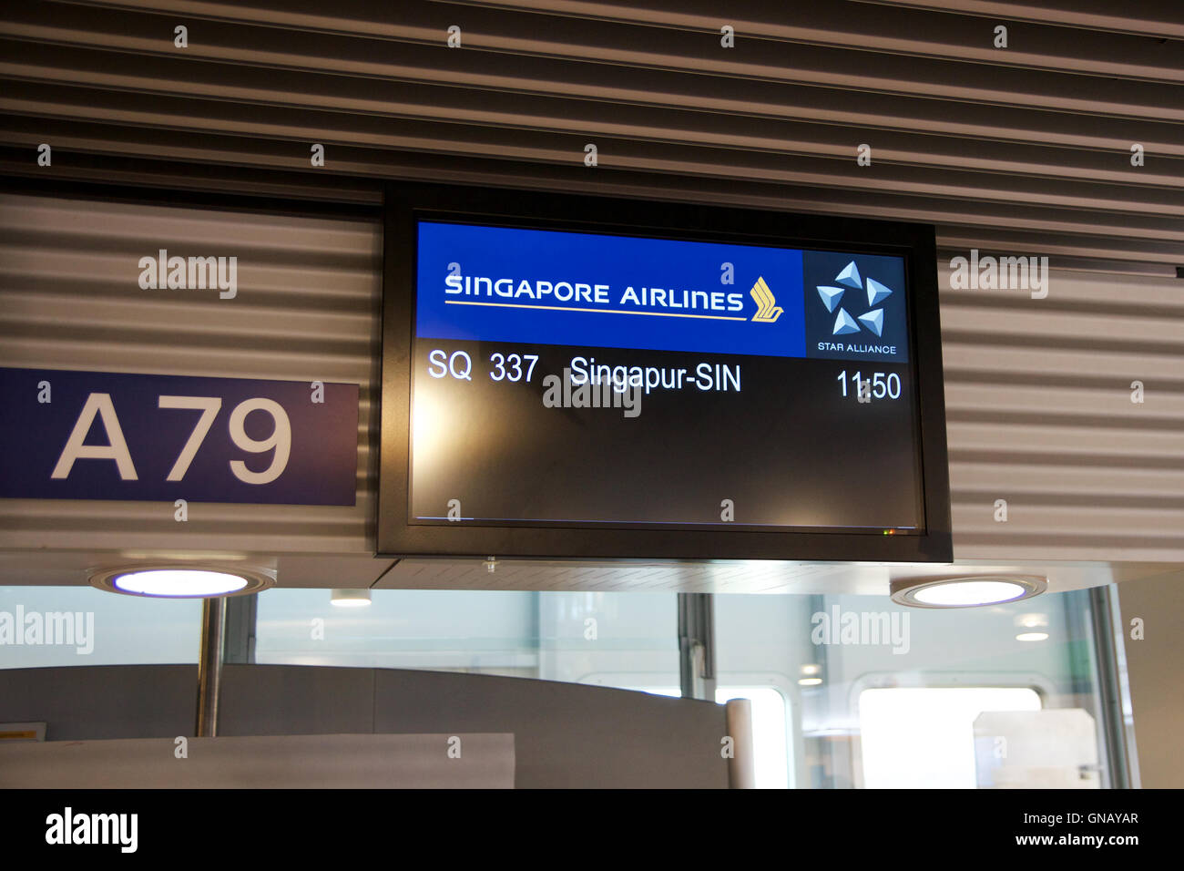 DUSSELDORF - JULY 22, 2016: Singapore Airlines: Inaugural flight ready to board Stock Photo