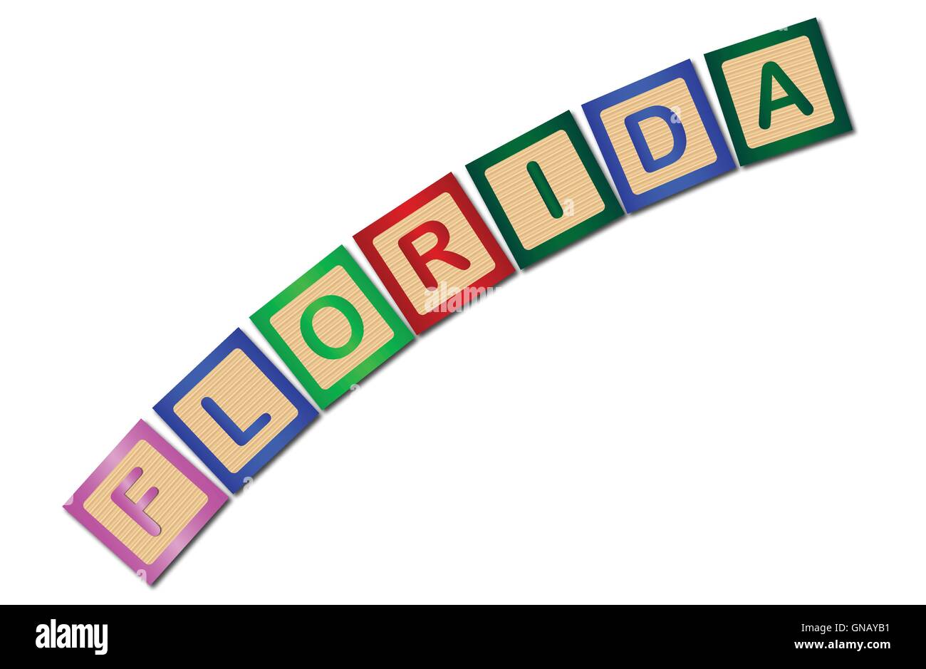 Florida Wooden Block Letters Stock Vector