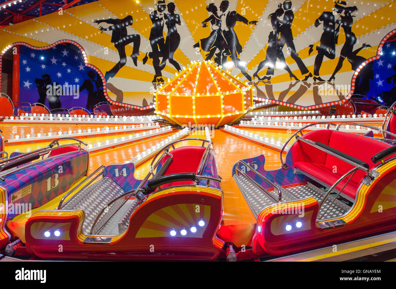 Luna Park Tango Train Carnival Ride photographed at Night Sydney, New