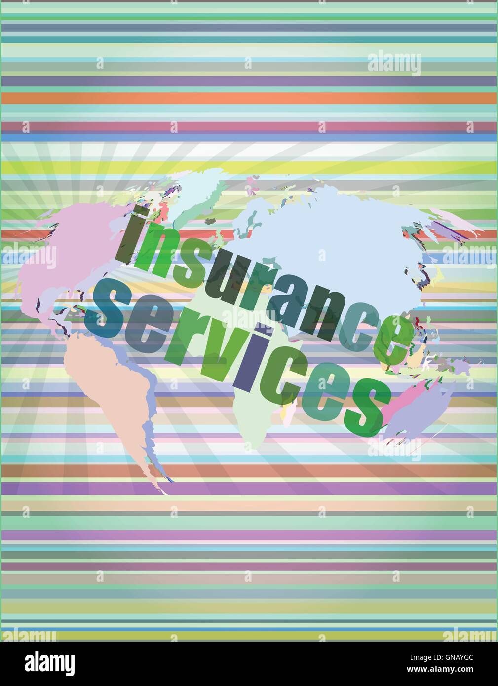word insurance services on digital screen 3d vector illustration Stock