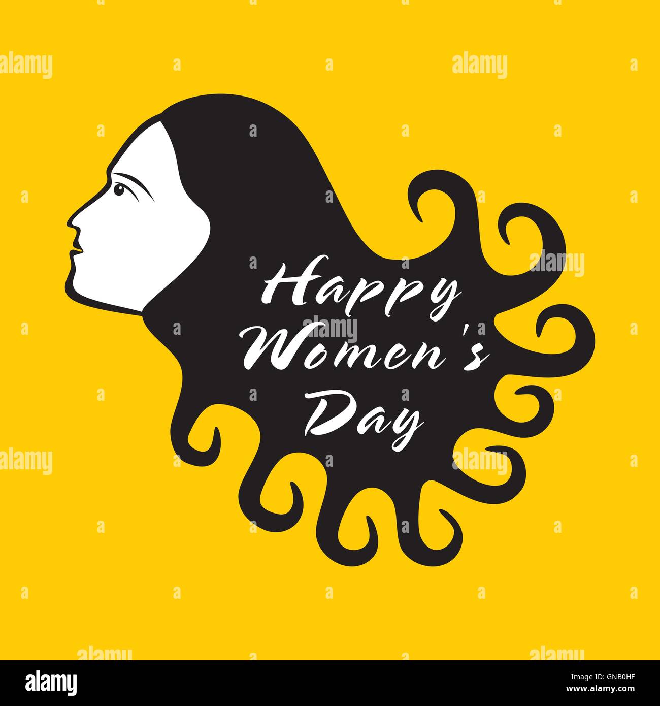 happy women day design , women with curly hair design vector Stock Vector