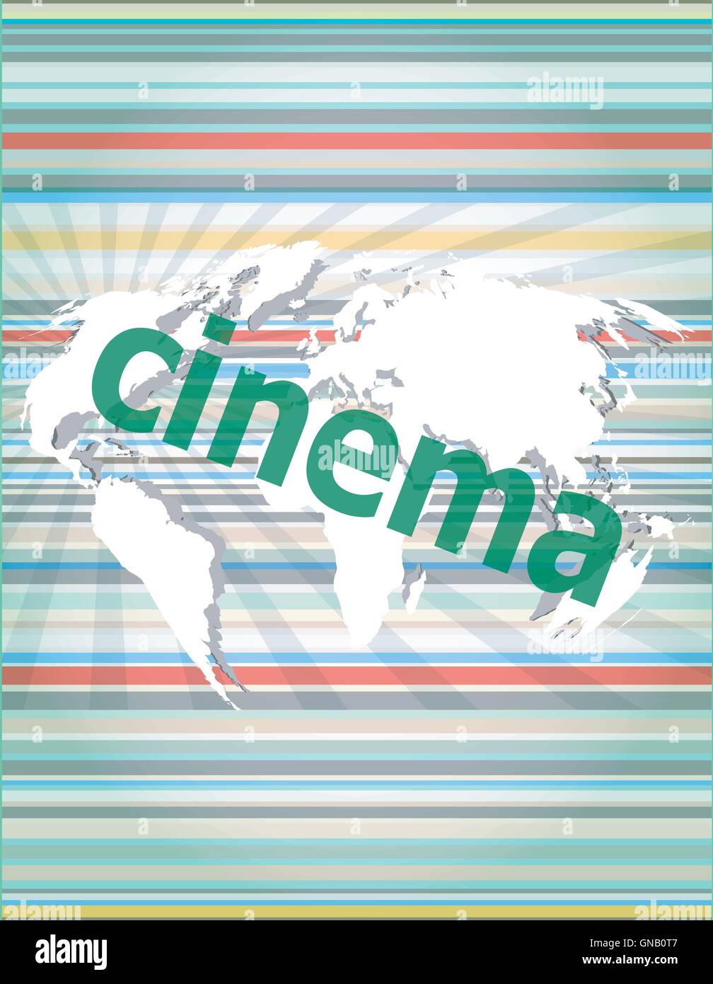 Cinema Word On Digital Screen With World Map Vector Quotation Marks With Thin Line Speech Bubble Concept Of Citation Info Tes Stock Vector Image Art Alamy