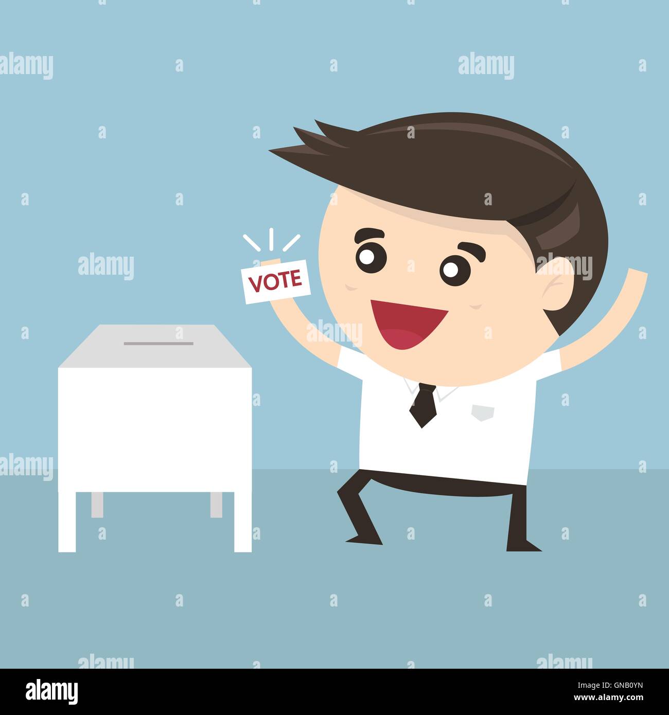 Businessman vote at ballot box, Vector illustration, flat design Stock Vector