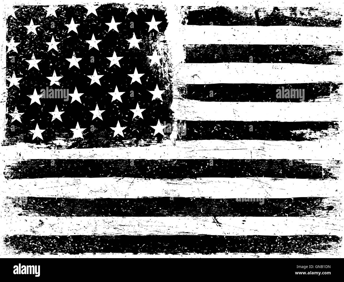 American Flag Background. Grunge Aged Vector Template. Horizonta Stock Vector