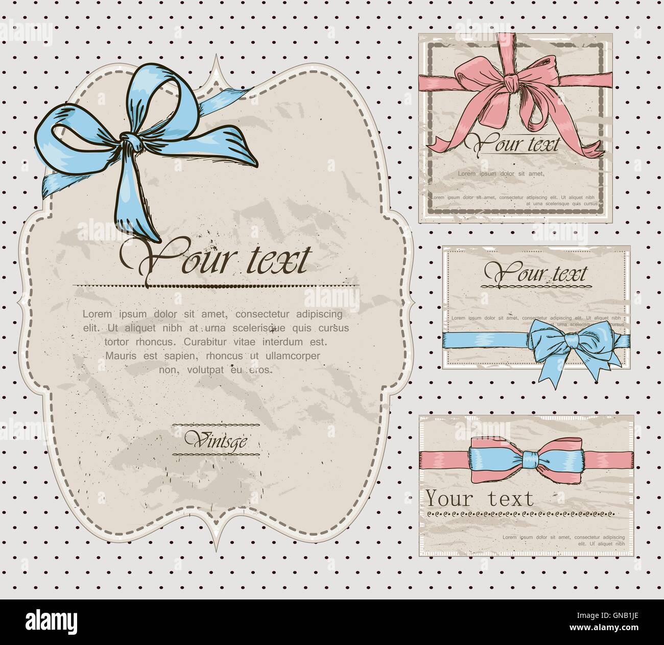Set of vintage gift bows. Stock Vector
