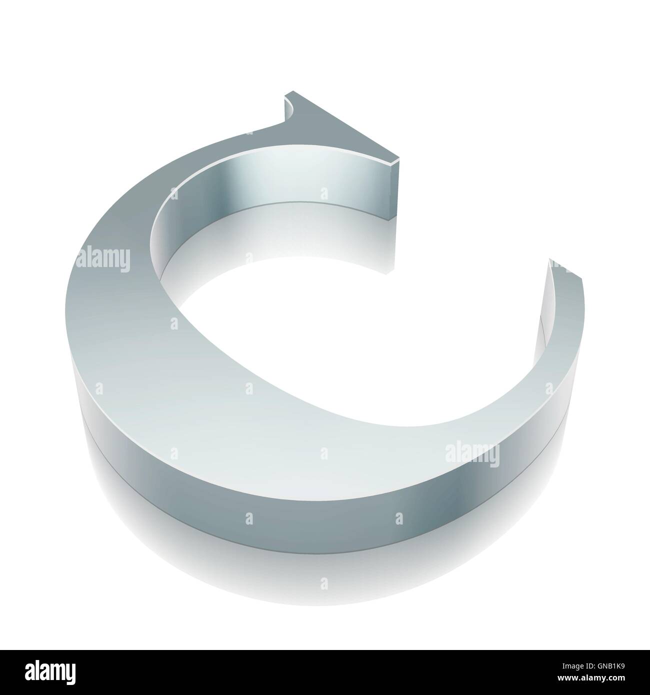 3d metallic character C with reflection, vector illustration Stock ...