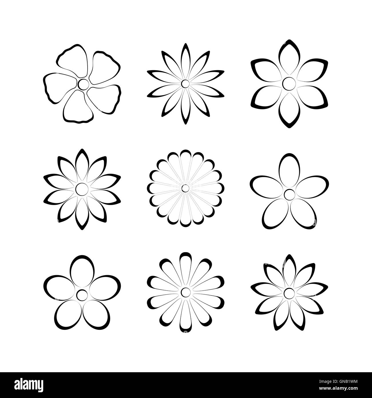Flower bud set, vector illustration Stock Vector