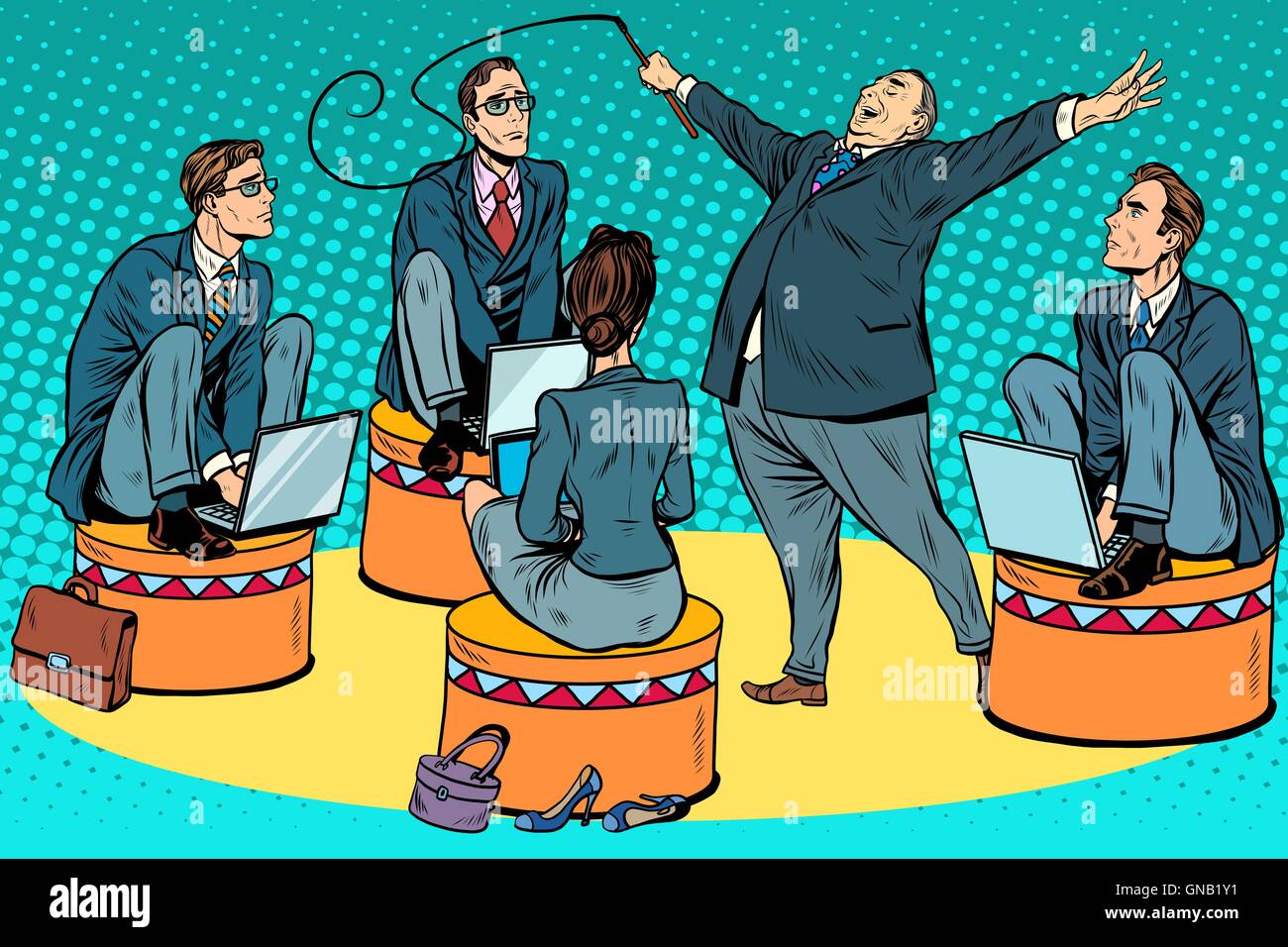 Boss businessmen trainer at the circus Stock Vector