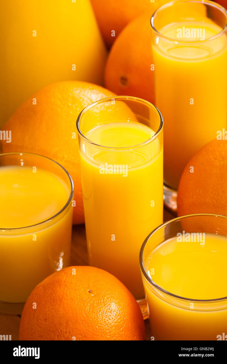 Glasses of orange juice Stock Photo Alamy