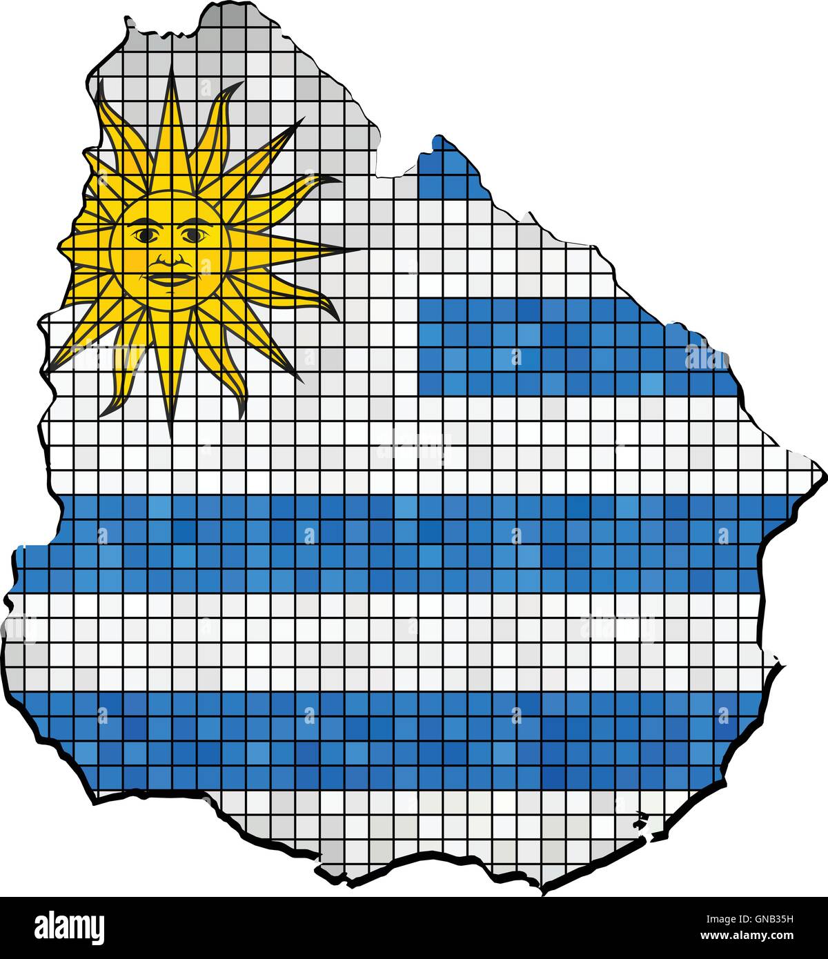 Uruguay map with flag inside Stock Vector